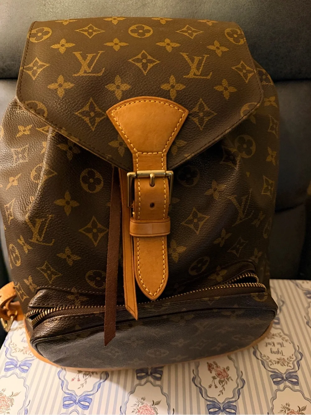 Louis Vuitton GM Brown Monogram Canvas Backpack with Tan Trim - Picture 17 of 17